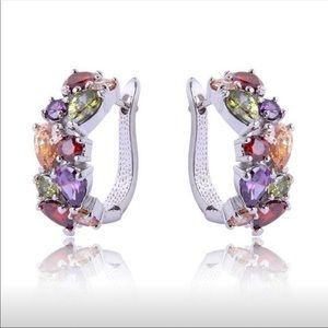 Colorful 925 sterling silver hoop earrings